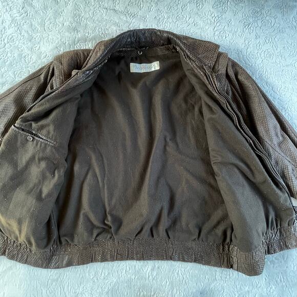 🔥Vintage Andrew Marc 100% Leather Snake Skin Pattern jacket Vest Bomber Grunge - Picture 6 of 16
